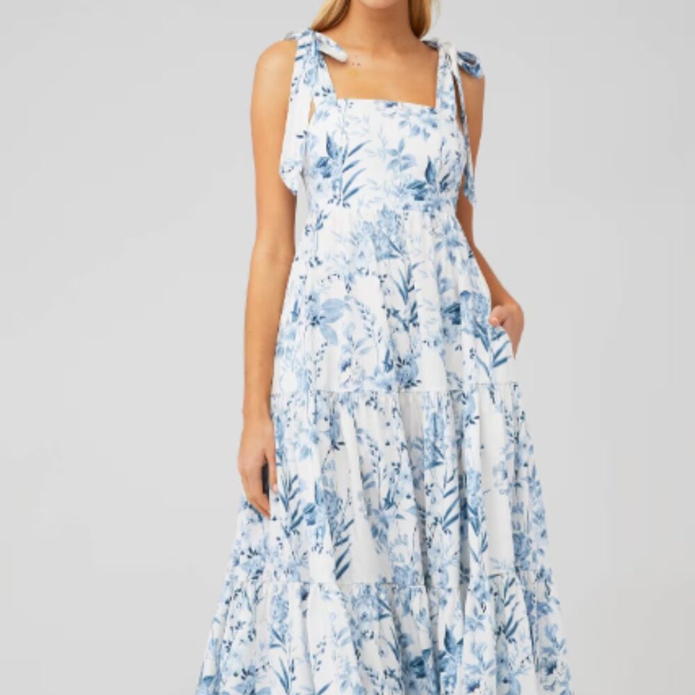 YUMI KIM TINSLEY DRESS Lunar Garden Cyan